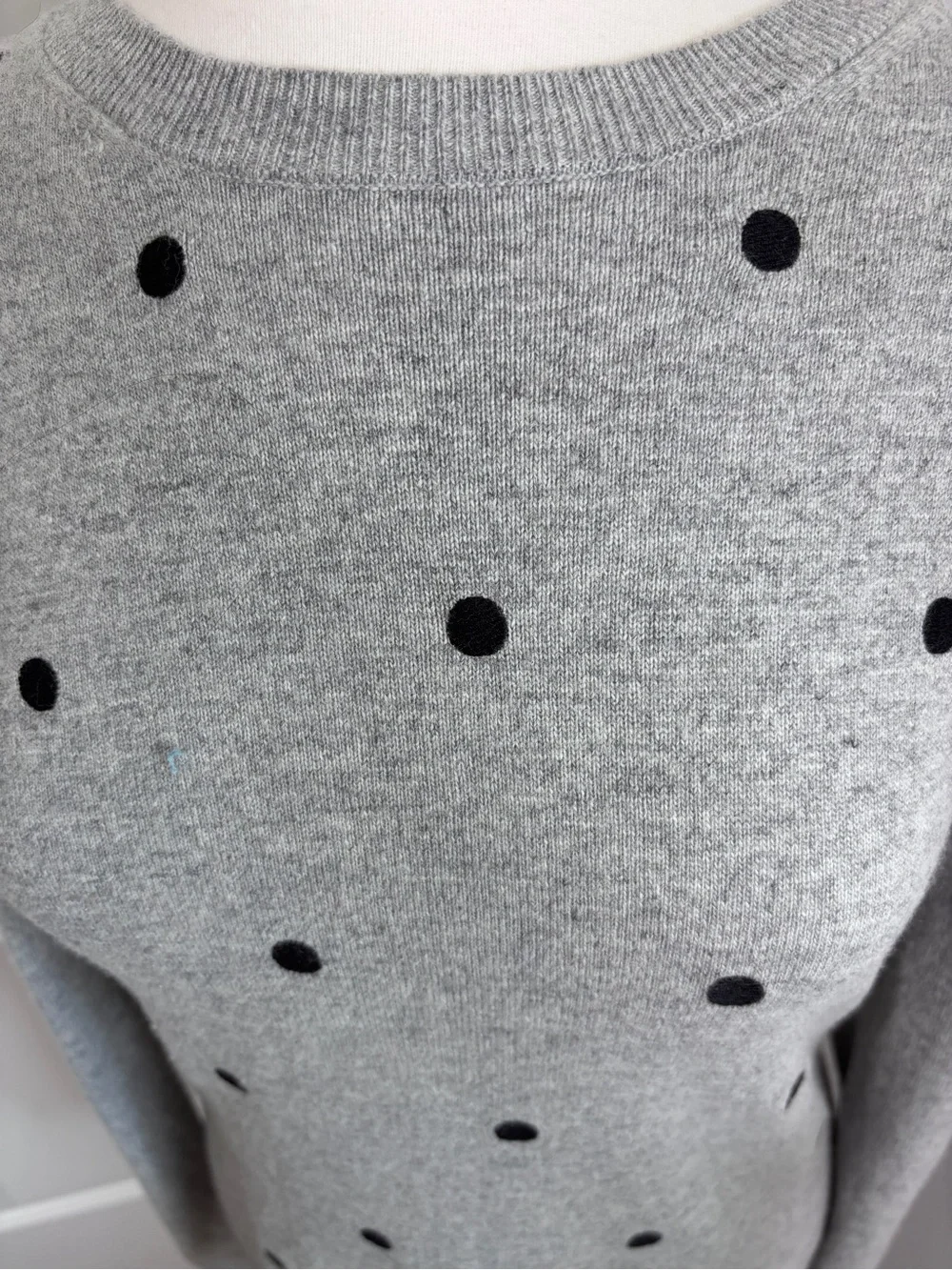 J.Crew Cotton Merino Wool Blend Gray Polka Dot Sweater - Size Medium